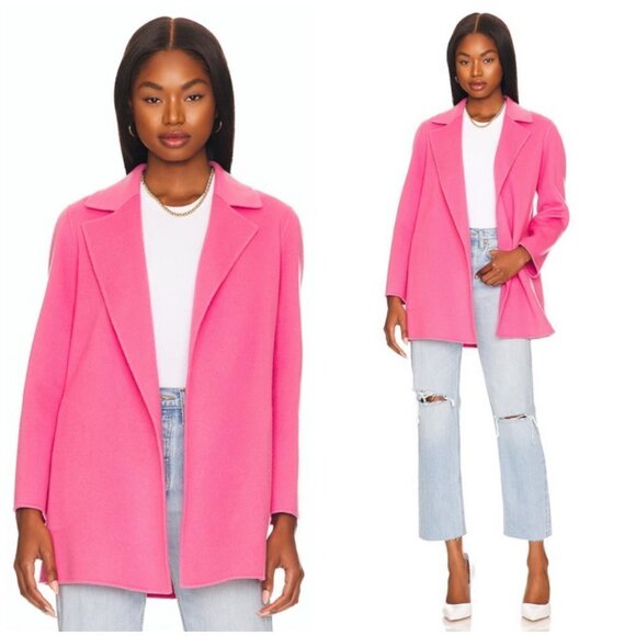💕THEORY💕 Clairene Luxe Blazer Coat Wool Cashmere Blend Pink Orchid Large L NWT - Picture 1 of 16